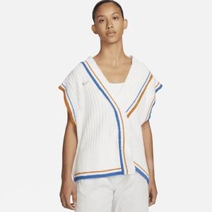 Nike White Knit Vest with Blue and Orange Stripes Size M